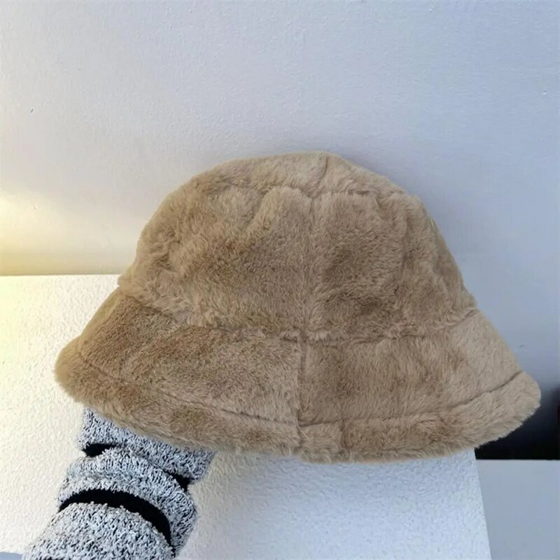 Cold Weather Hat Stylish Winter Fisherman Hat Wide Brim Plush Windproof Lady Bucket Cap Lady Foldable Cap