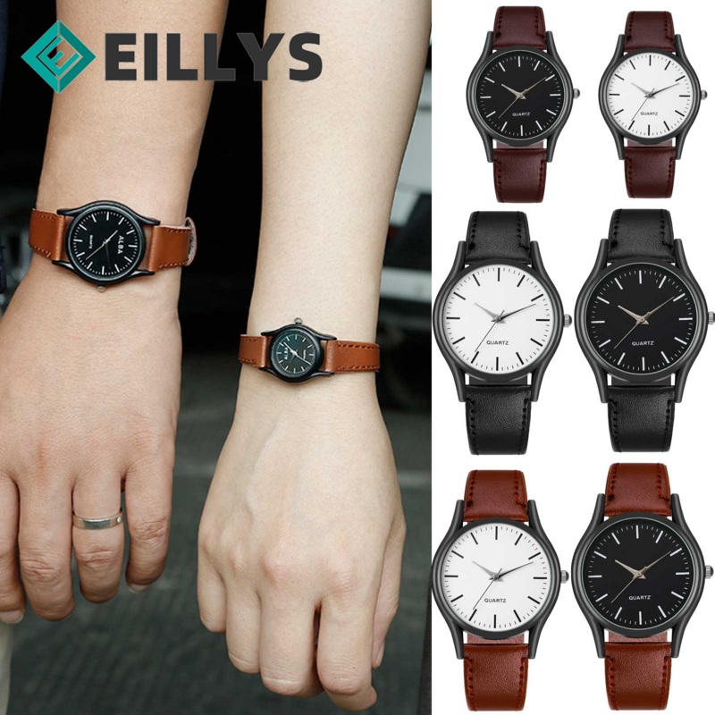 Eillysevens miłośnicy studentów romantyczna tarcza do zegarka skórzana para analogowy zegarek kwarcowy dla kobiety prezent dla mężczyzny Reloj Mujer Hombre nowy