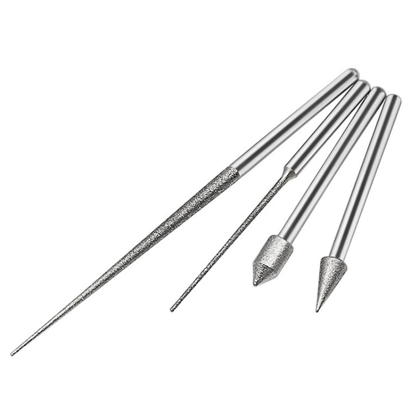 3mm Diamond Engraving Drilling Needle Shank Carving Needle Grinding Rods Mini Drill Cylindrical Flat Head Lengthened Burrs