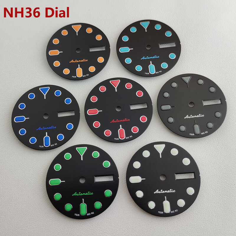 NH36 dial 28.5mm watch dial S dial green luminous suitable for NH35 NH36 movements watch accessories repair tool