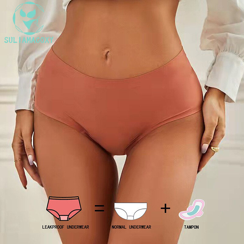 Bragas menstruales de cintura alta sin marcas, pantalones lavables, servilleta sanitaria sin fugas, talla grande