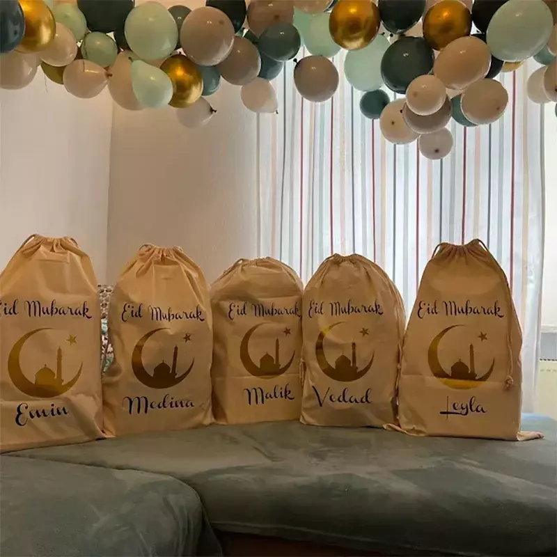SN1 Персонализированная мечеть ИД Мубарак Рамадан-мешок семейный друг детский подарок для мальчика девочки подарочная сумка