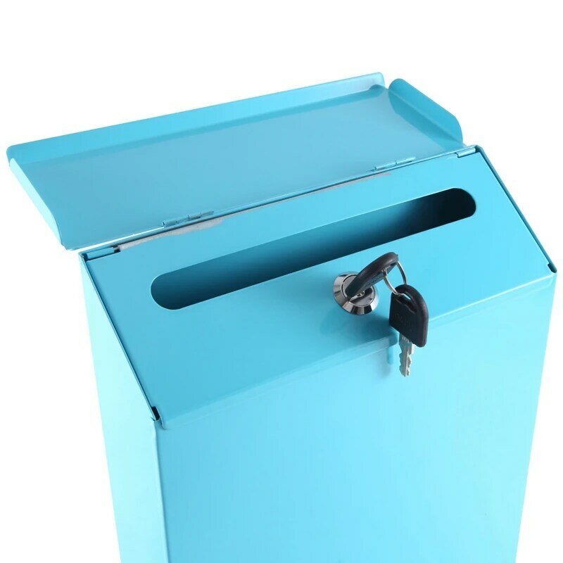 Caixa De Parede Bloqueável Com Chave, Caixa De Coleção, Adequado Para Casa, Escritório, Quinta, Azul
