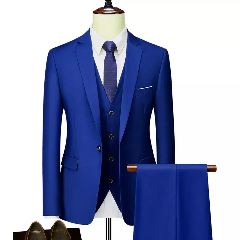 Conjunto de 3 trajes de piezas para hombre, chaqueta, pantalones, chaleco, informal, Boutique, de negocios, ajustado, Formal, 2023