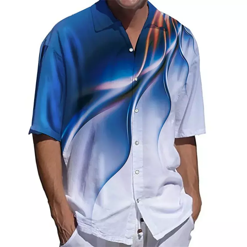 Мужская дышащая футболка с коротким рукавом, Повседневная футболка с отложным воротником и пуговицами, весна-лето 2023