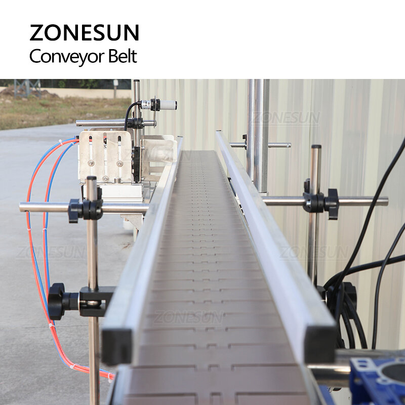 ZONESUN-Cinta transportadora de cadena automática, ZS-CB100P de 1,9 M de longitud, velocidad ajustable, línea de producción de maquinaria de mercancías