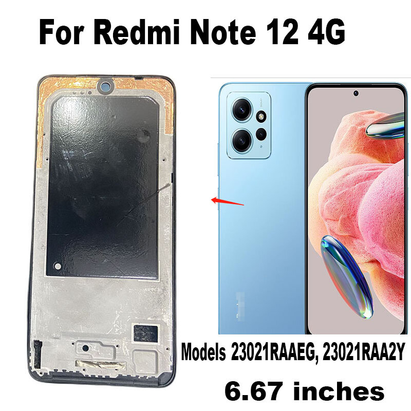 ミディアムフレームハウジング,ベゼル付きセンタープレート,Xiaomi Redmi note 12, 4g,5g