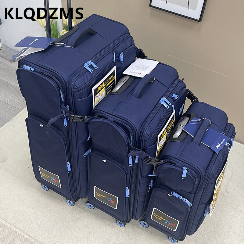 KLQDZMS 20"24"29Inch Suitcase New Oxford Cloth Trolley Case Large Capacity Waterproof Boarding Box with Wheels Rolling Luggage