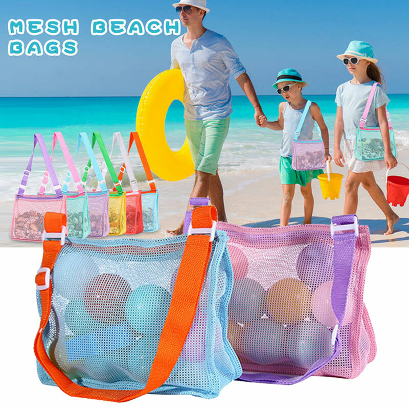 Beach Toy Mesh Bag para crianças, Beach Toy, Seashell Bag, Pool Bag, Sand Toys, Acessórios de natação, Meninos e meninas