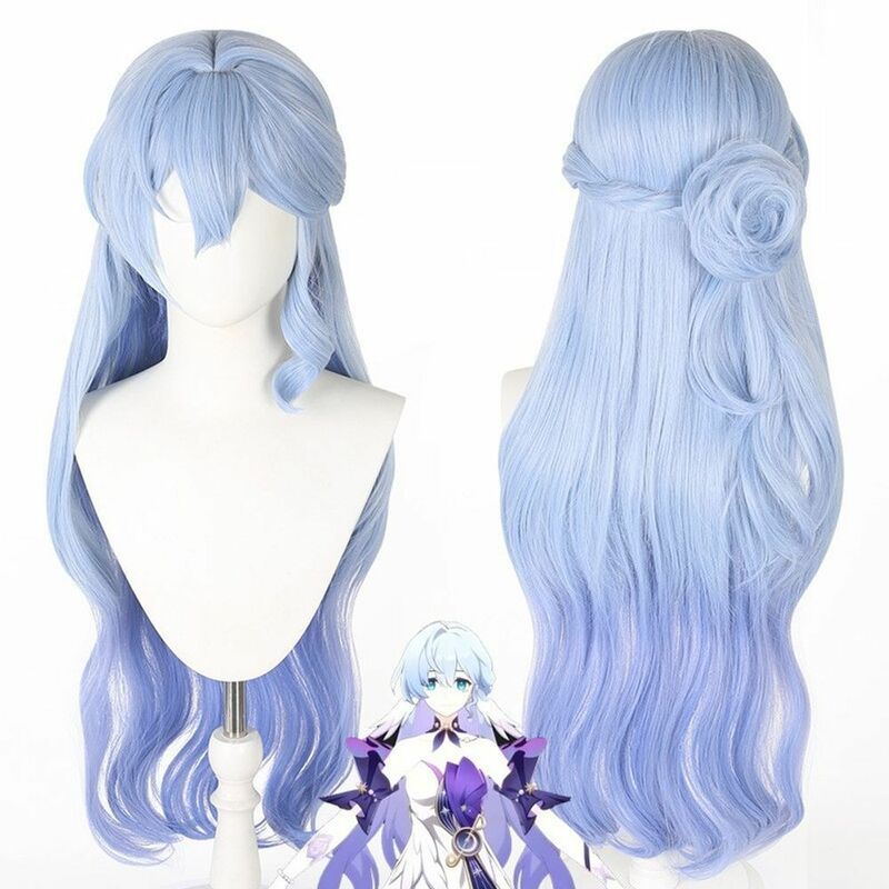 Slightly Curly Long Blue Hair, Cosplay Animation Synthetic Wigs Hair