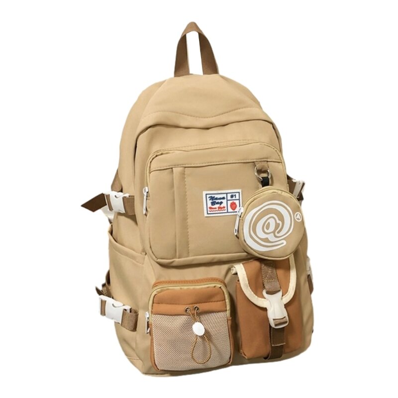 Mochila de nailon para mujer, mochila de estudiante con varios bolsillos, mochila escolar de viaje para mujer, 066C