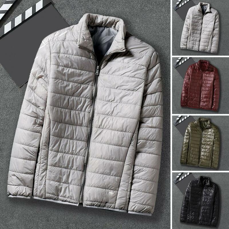 남성용 겨울 코튼 코트, 느슨한 스탠드 칼라, 목 보호, 방풍 패딩, 따뜻한 집업, 부드러운 남성 재킷
