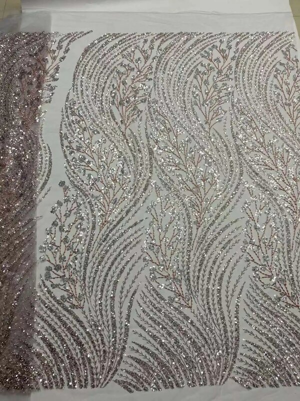 Tecidos africanos artesanais para mulheres, lantejoulas nigerianas, tecido de renda de malha, ouro, bordado de luxo, vestido de festa, casamento, 2024