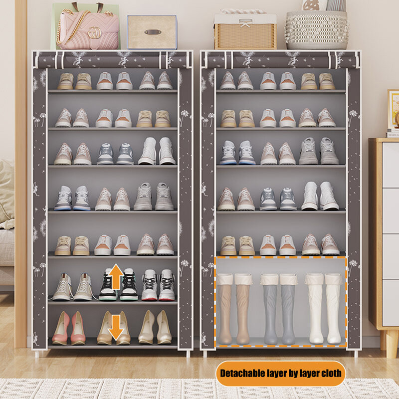 Multilayer Dustproof Shoe Cabinet, Organizador tecido, armazenamento simples, não tecido, tipo econômico, agregado familiar