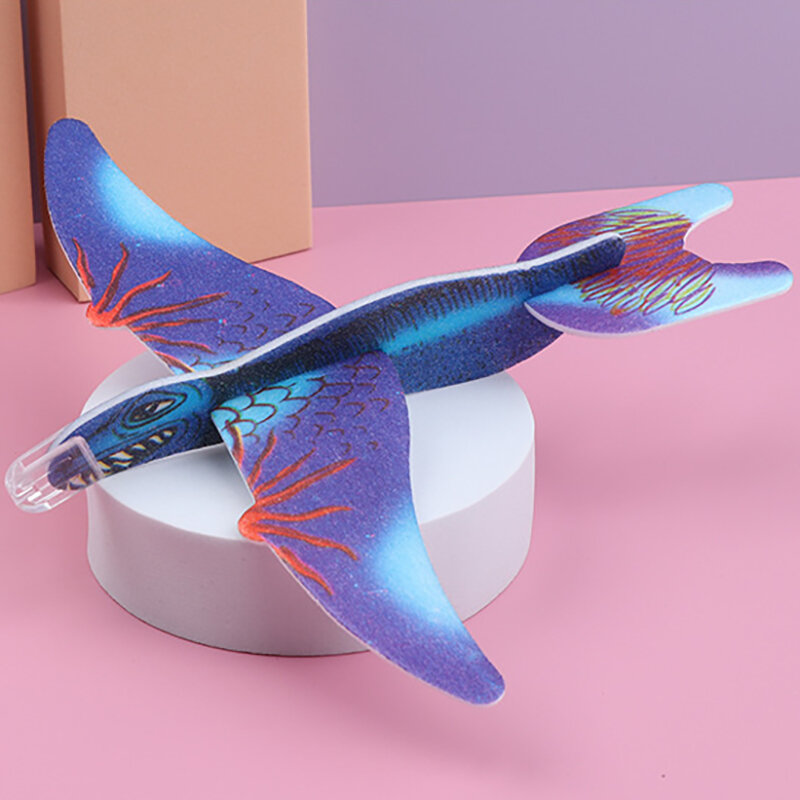 Cartoon Hand-thrown Dinosaur Unicorn Aeroplane Creative Kid's Small Gift Model Assembled Magic Foam Pirouette Paper Aeroplane