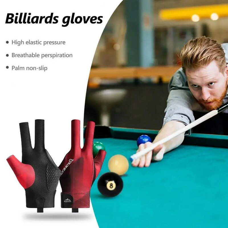 1Pc Billiard Pool Glove Super Soft Breathable Mesh Glove Non-slip 3 Finger Design Billiard Glove Left-Hand Glove Sports Supplies
