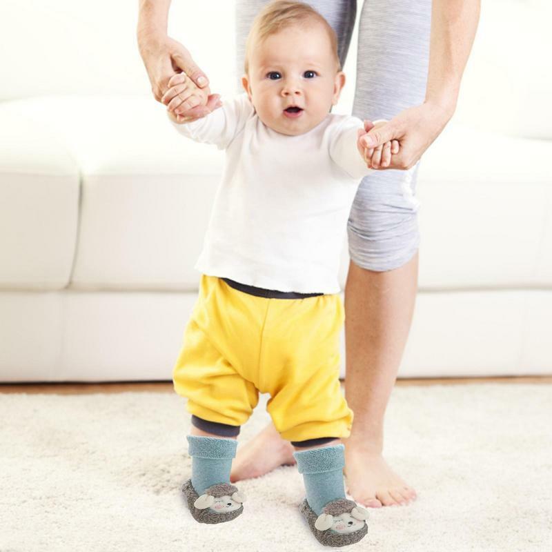 Baby Floor Socks Shoes | Cartoon Sheep Plush Cotton Toddler Shoes | Floor Socks Thickened Anti-Slip Baby Socks for Boys Girls