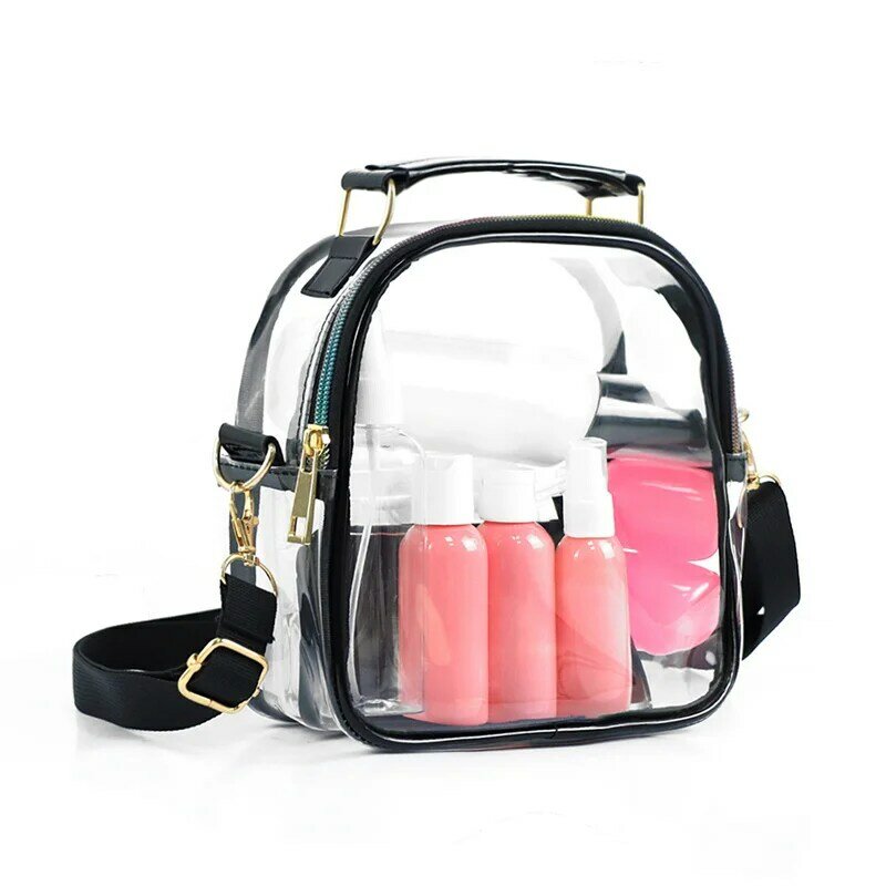 PVC Transparent Shoulder Crossbody Bag Tote Satchel Handbag For Women Lady Large Capacity Clear Bag Shopping Handbag Portable