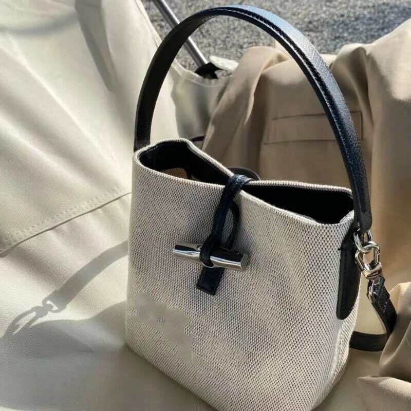 New Dragon Bag Fashionable and niche Canvas Bag, Water Bucket Bag, Bamboo Festival Versatile Canvas Bag, One Shoulder Crossbody