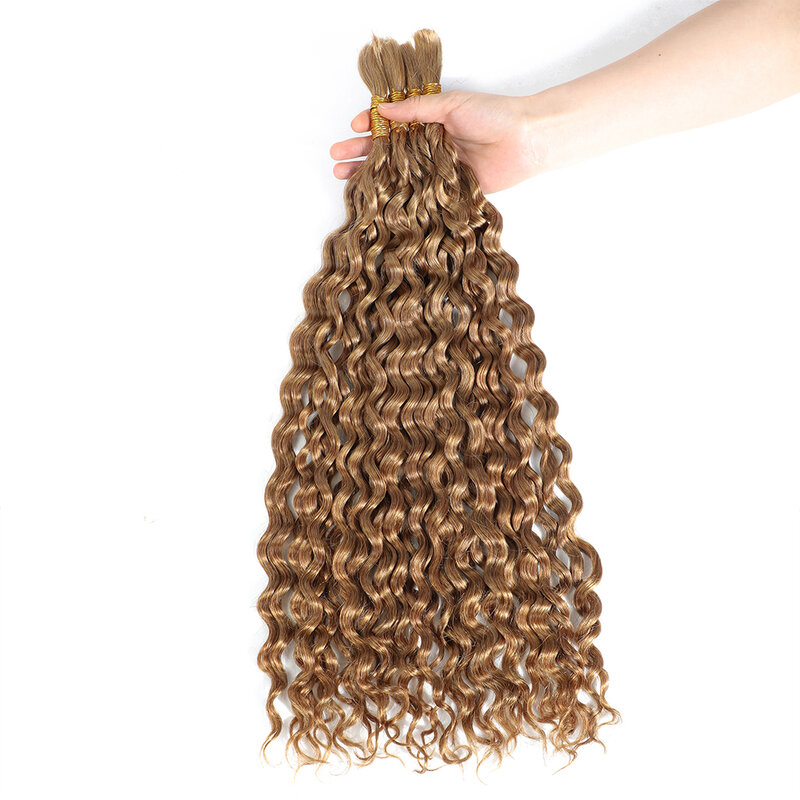 Linhua 27 # rambut manusia kepang dalam jumlah besar untuk kepang Boho Honey Blonde Crochet kepang Bohemian tanpa simpul mikro ditarik ganda