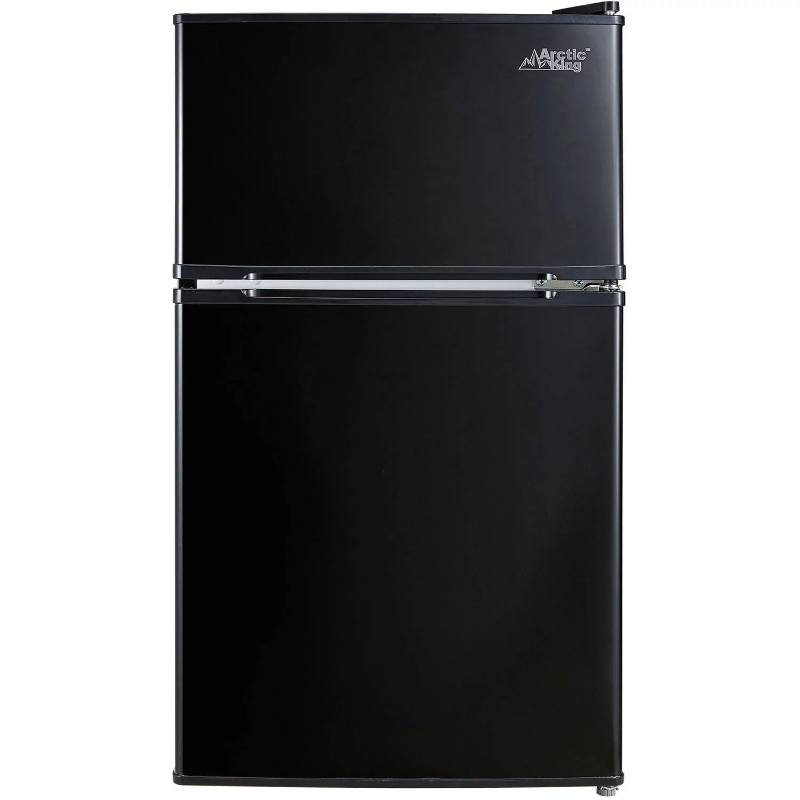 Mini refrigerador Two Door com congelador, refrigerador E-star em aço inoxidável, 3.2 Cu Feet