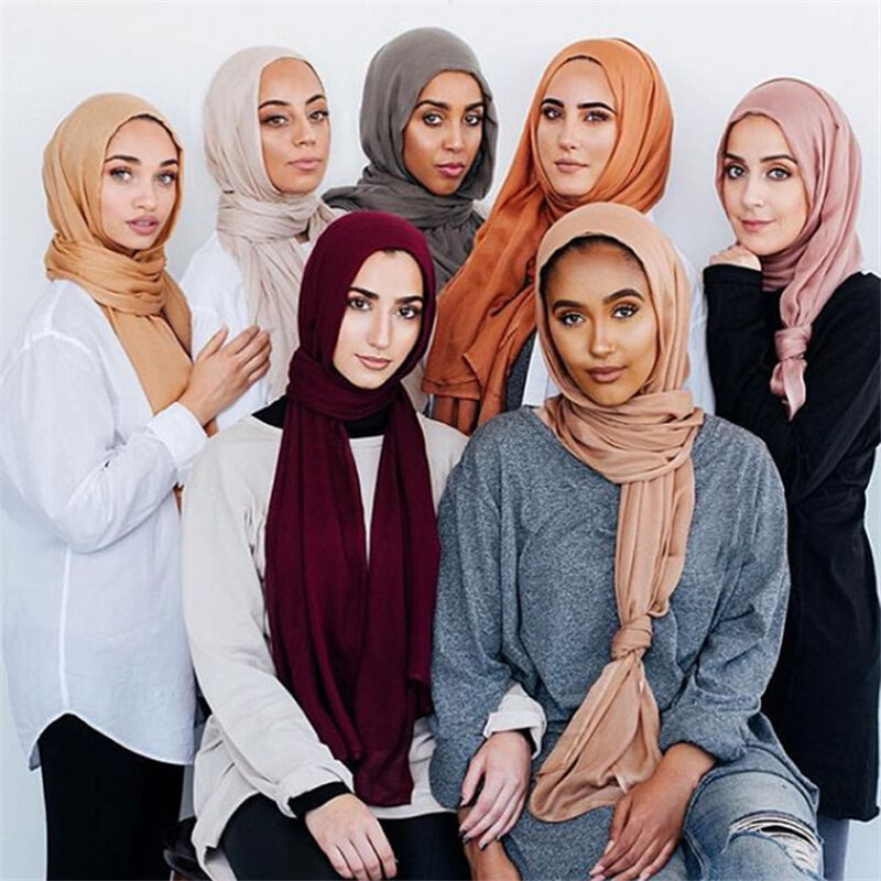 Polos Solid Modal Jersey Hijab Wanita Musim Dingin Elastisitas Muslim Selendang Syal Maxi Wrap Snood Hangat Mencuri Foujirsjaal