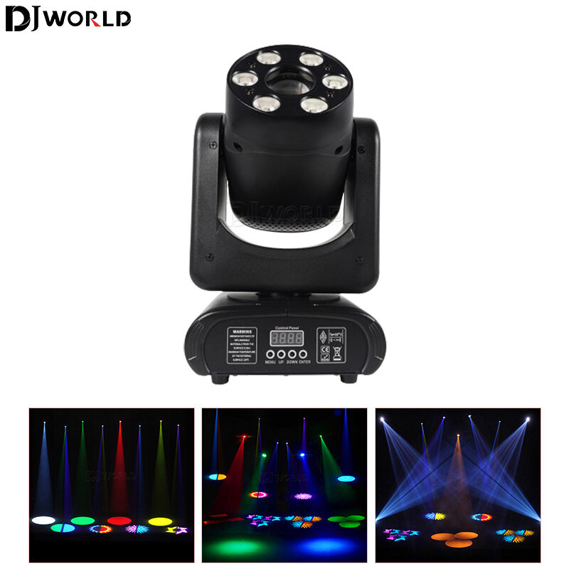 LED Light Moving Head 100W Spot Gobo/Pattern Lights 6x12W Beam Wash Light Party Professional DJ Lighting DMX Disco Light