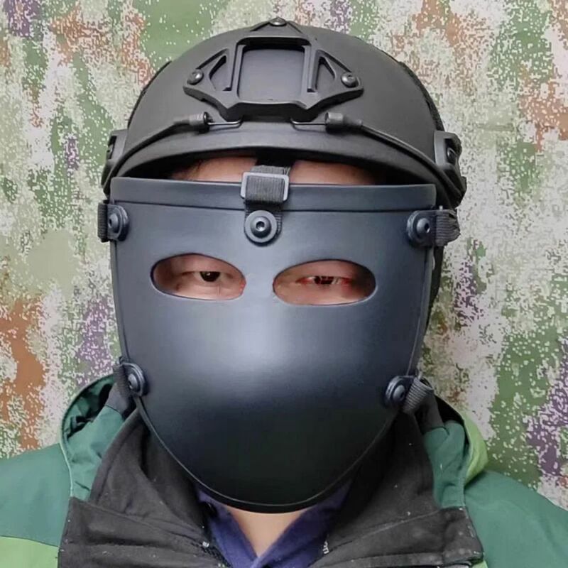 Penutup wajah hitam Visor balistik NIJ IIIA Aramid ringan ISO asli masker anti peluru pelindung setengah wajah AK47