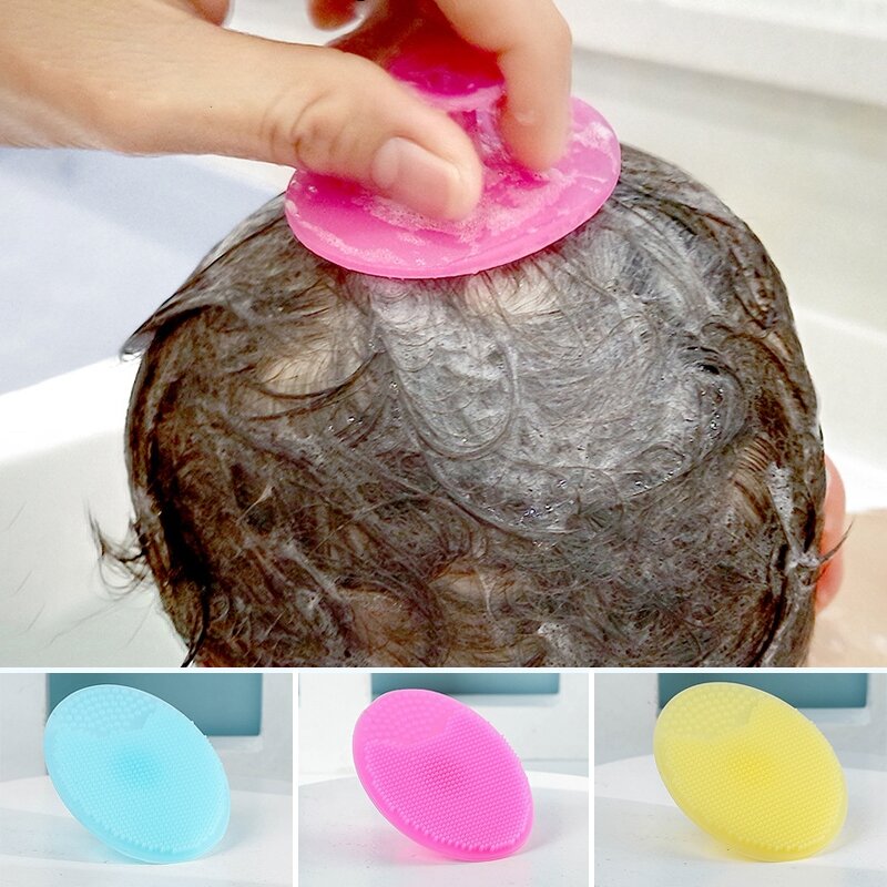 Silicone shampoo escova para o bebê infantil banho macio silicone crianças chuveiro cabeça escova de lavar cabelo massagem escovas banho
