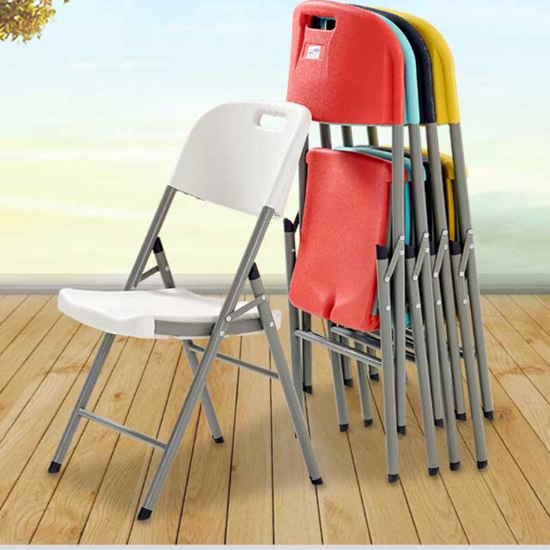 Silla plegable Simple para reuniones, silla de comedor de ocio, silla de respaldo de computadora de oficina, taburete de plástico portátil, silla doméstica