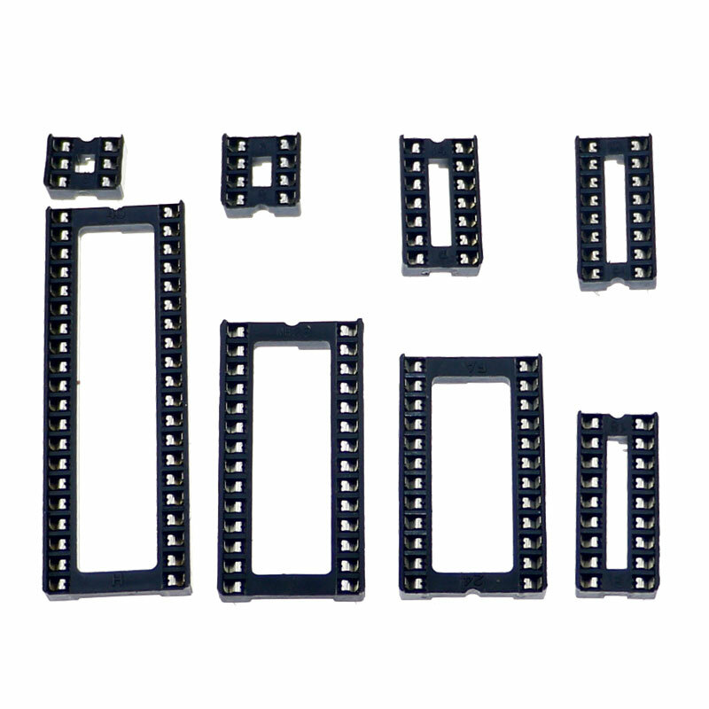 100 Buah 2.54Mm Pitch DIP IC Sockets Solder Type Adaptor Assory Kit Box 6p8p14p16p18p24p28p40 Pin