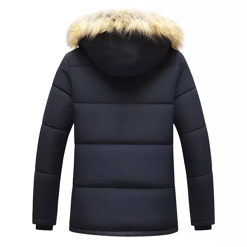 Jaqueta masculina com capuz com gola de pele, parkas grossas quentes, casaco casual clássico, moda inverno, novo, 2023