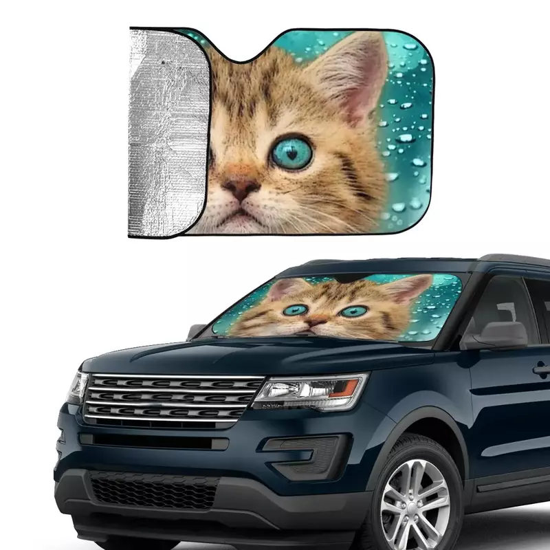 عالمي واقي أمامي للسيارة مظلة ، قطة لطيفة ، حيوانات ، واقي شمس ، تصميم سيارة ، 70x130 سم