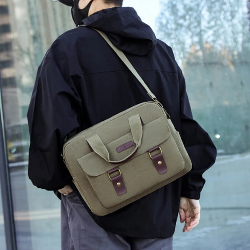 Solid Wear Resistant Anti Scratch Canvas Multifunctional Area Laptop Bag 2024 Hot Sale New Style Classics Concise Briefcases