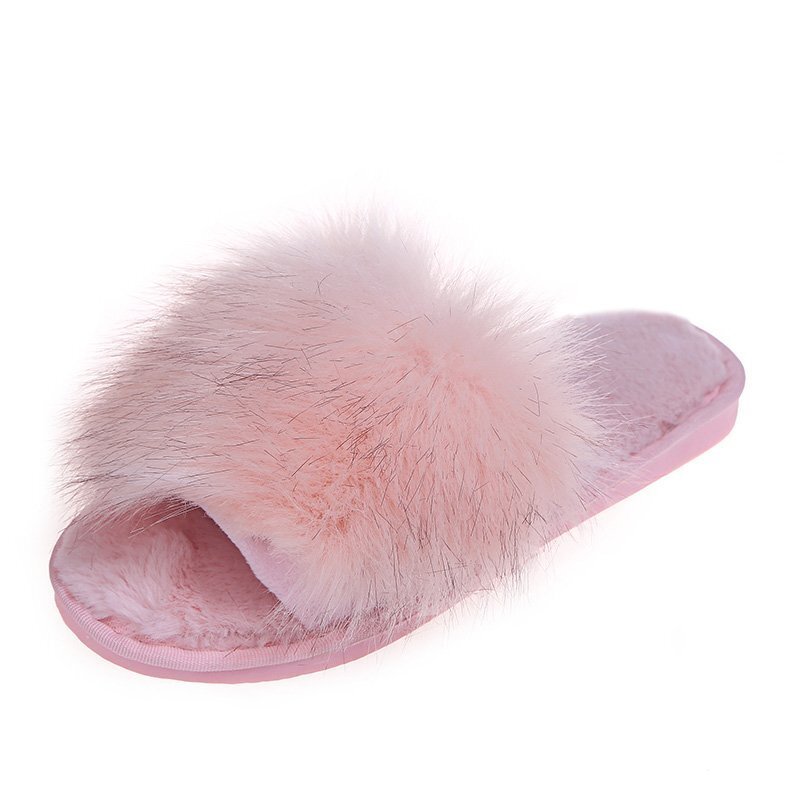 Spring Women Winter House Furry Slippers Non-Slip Casual Indoor Flats Floor Shoes Ladies Flip Flops Warm Shoes Solid Colors