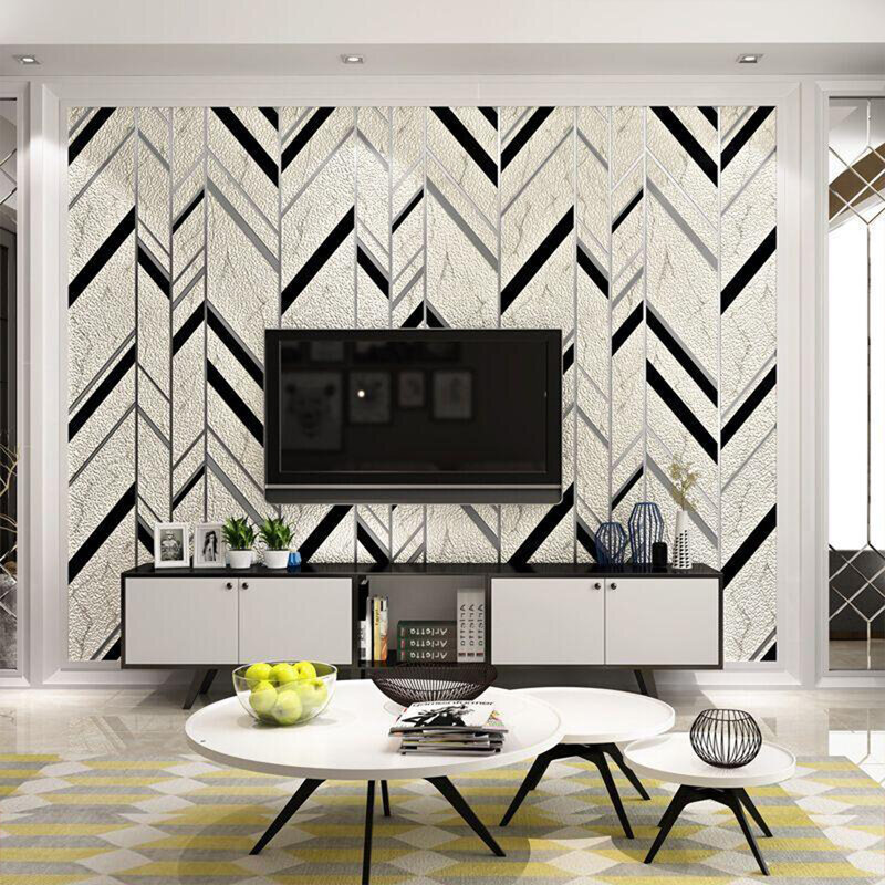Imitation Deer Skin Velvet Geometric Stripe Wallpapers 3D Nordic Minimalist Bedroom Living Room Home Decoration Wallpaper