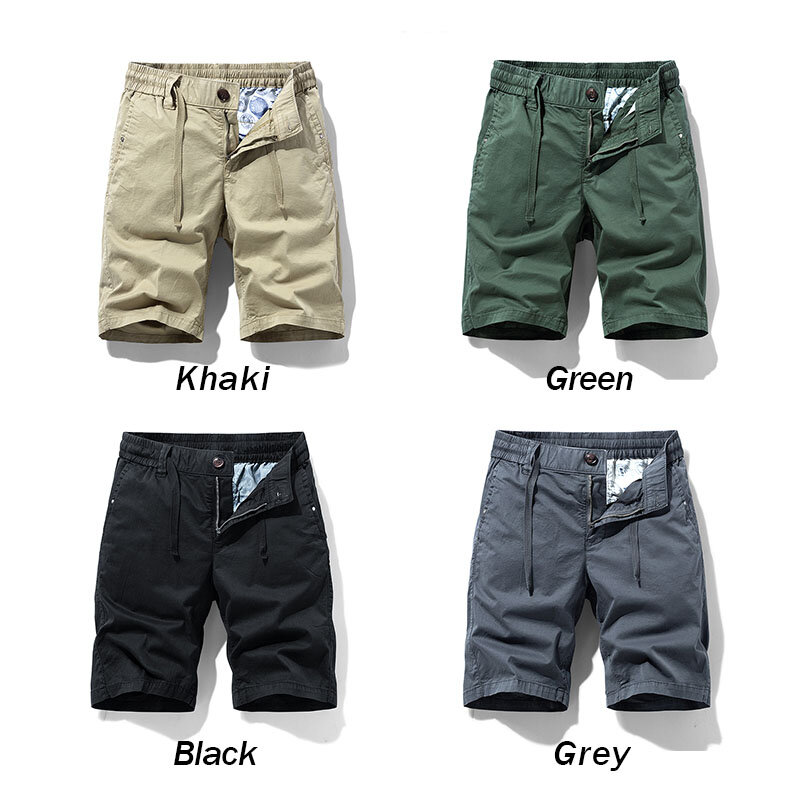 Men's Fashion New Cotton Cargo Pocket Shorts Mens Casual Breeches Bermuda Solid Shorts Spring Fashion Jogger Shorts Pants Male