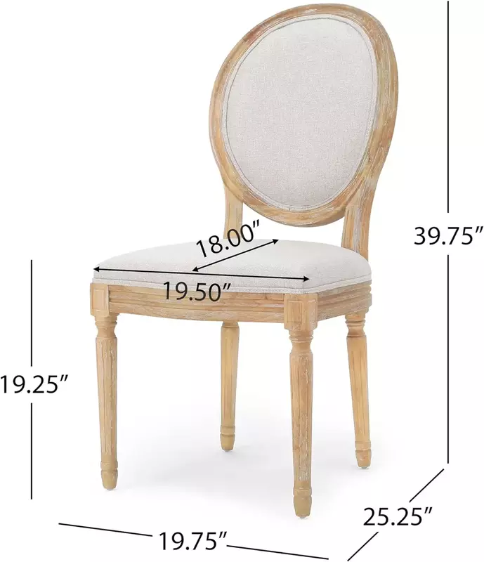 Phinnaeus-Silla de comedor de tela Beige y poliéster, Juego de 2 piezas