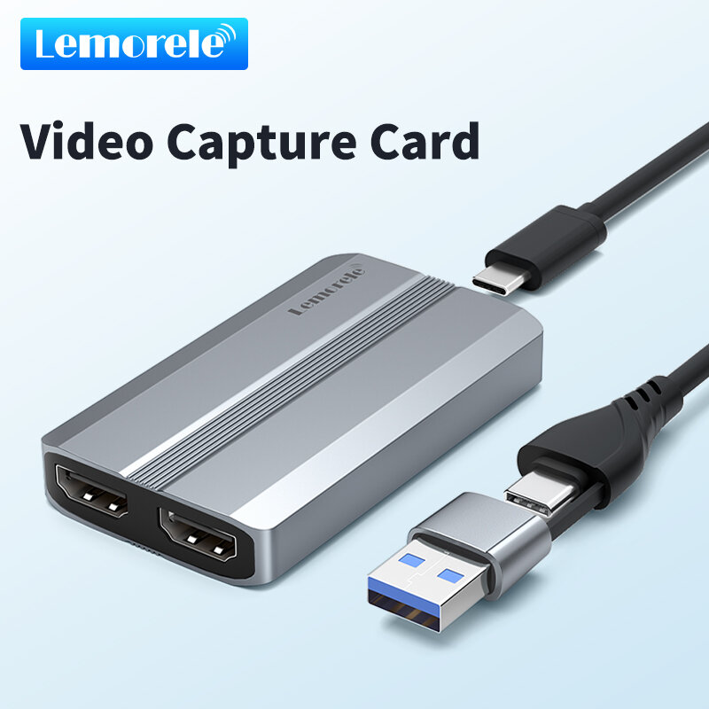 Lemorele-AC06 Cartão de captura de vídeo, 4K compatível com HDMI, 4K, saída 30Hz, Loop Out para transmissão ao vivo, PS4, 5, Live Stream