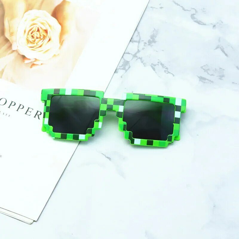 Kids Sunglasses Funny Sun Glasses Cosplay Action Game Toy Square Glasses Pixel Mosaic Очки Thug Life Eyewear Children's Gift