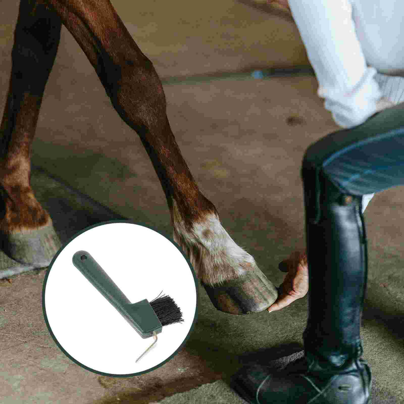 Sikat pembersih kuku kuda plastik, pegangan Hoof Pick Handle sikat pembersih sepatu kuda pemangkas perawatan portabel