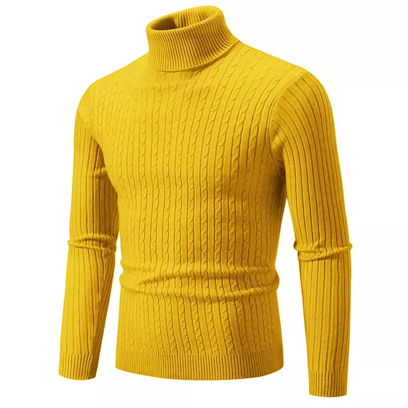 Zimowy męski sweter z golfem na co dzień męski sweter z dzianiny utrzymuje ciepło męskie bluzki z pulowerami Fitness