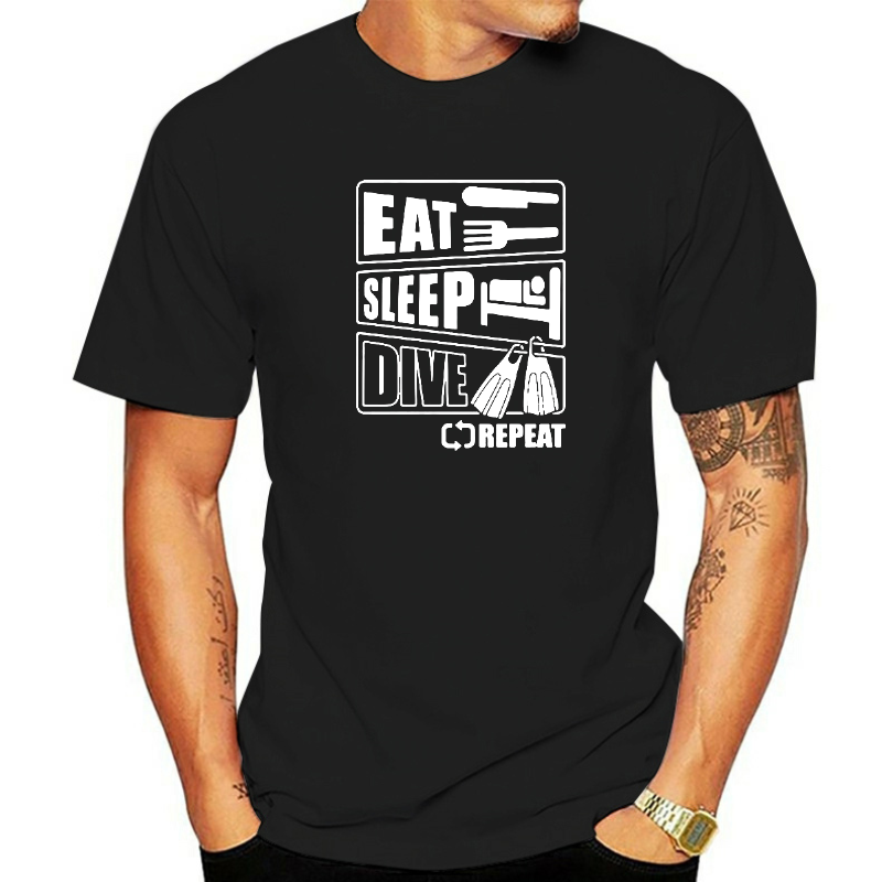 Camiseta informal de algodón con estampado de Eat Sleep Dive Repeat para mujer, ropa de calle divertida para mujer, Top de surf y buceo, The Ocean Is Calling