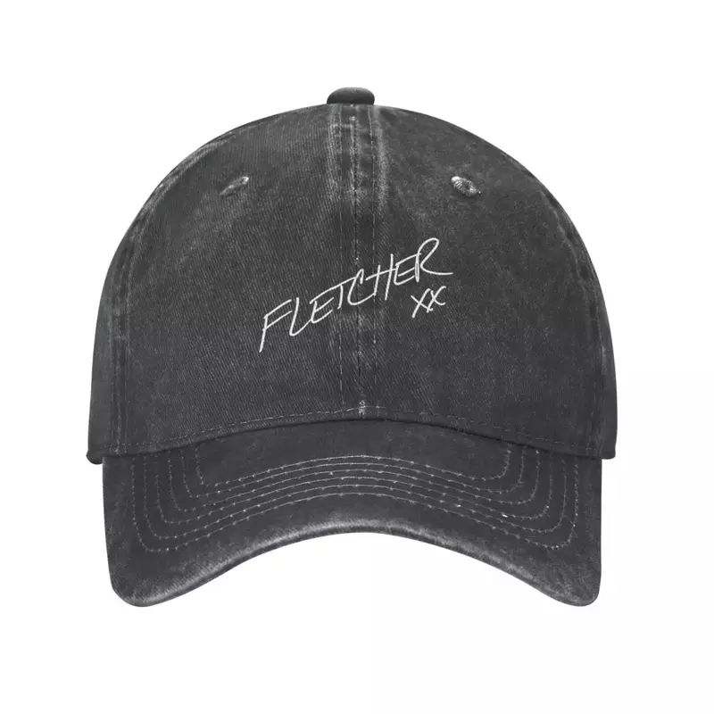 Fletcher Merch Fletcher topi koboi Logo putih, topi derby anak warna hitam, topi ulang tahun pria wanita