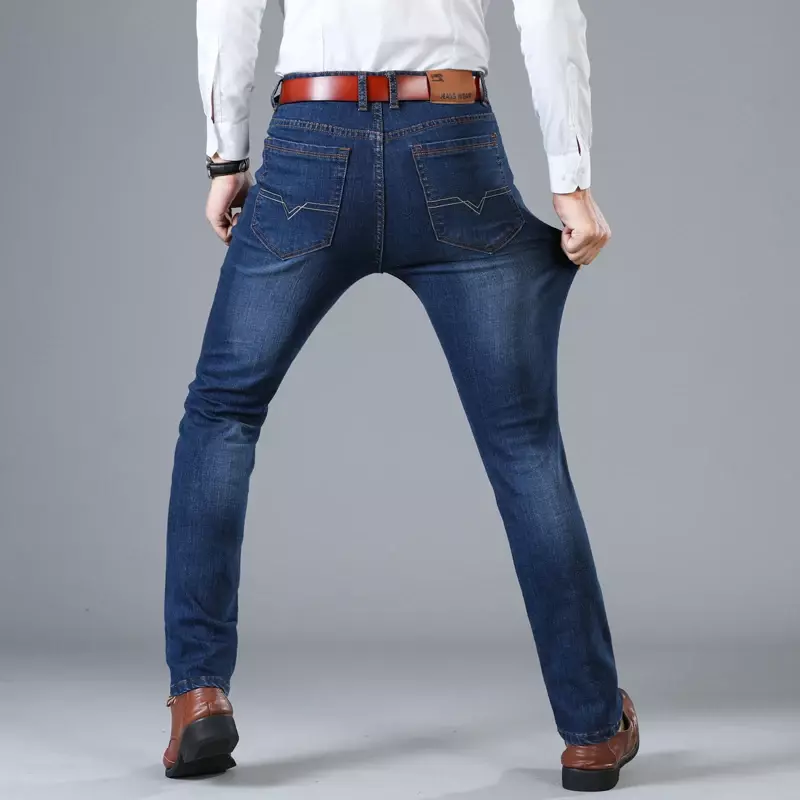 جينز رجالي مطاطي كلاسيكي عالي الجودة ، بنطلون ربيعي موضة الخريف ، بنطلون علامة تجارية ،