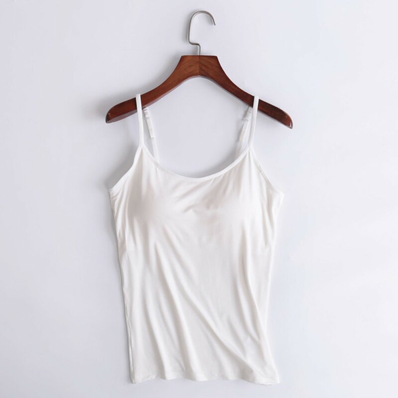 Haut blanc d'été pour femme, bretelles fines en fibre, caraco, solide, précieux, standard, écharpe confortable