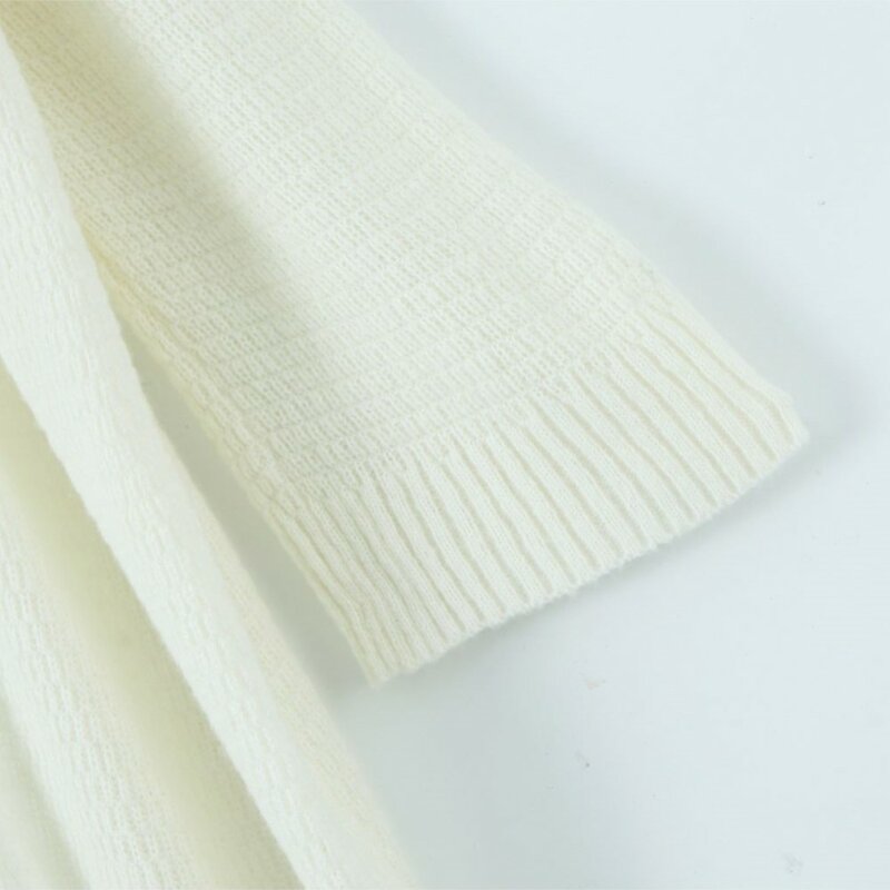 Camisola de malha de lã de comprimento médio feminino, cardigã branco pêssego, roupa suave, curva feminina, boa qualidade, tamanho positivo, N8565, outono, 2023
