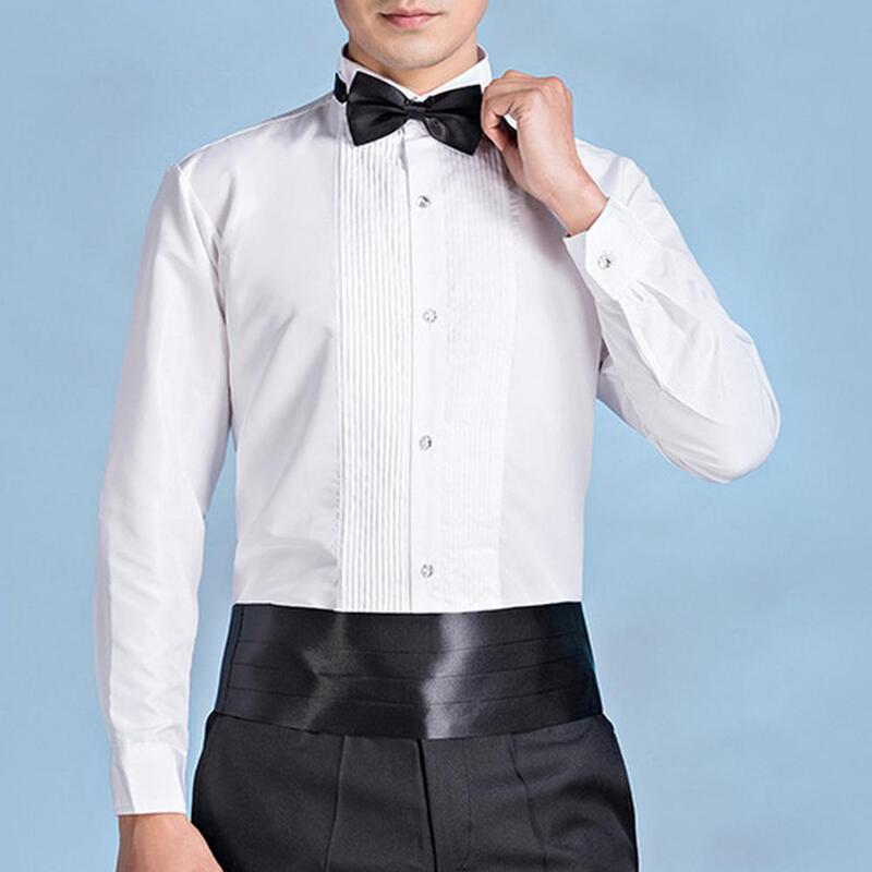 Camicia da uomo comoda camicia da lavoro con colletto alato da uomo elegante per la festa nuziale dell'ufficio formale manica lunga per lo sposo