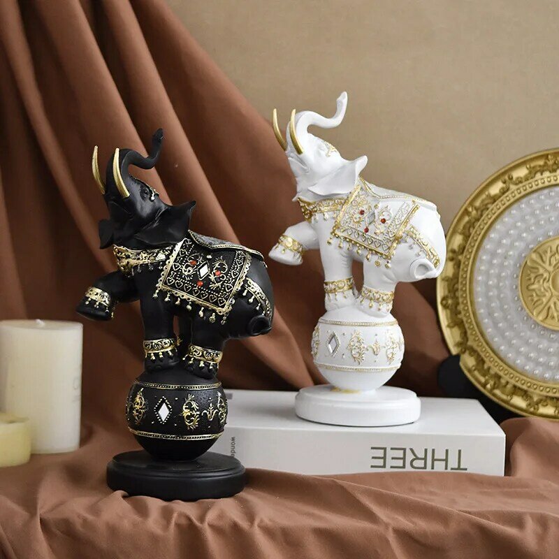 NORTHEUINS Resin Elephant Statue Acrobatics Animal European Handicrafts Art Ornament Figurines Home Bedroom Tabletop Decorations