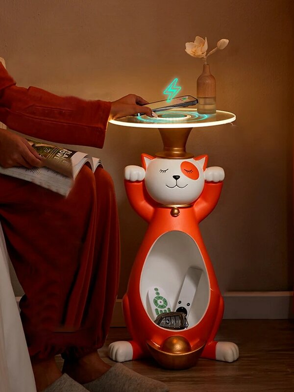 เฟอร์นิเจอร์ห้องนั่งเล่นเครื่องประดับ Fortune Cat ประติมากรรมรูปปั้นด้านข้างโซฟาตารางข้างเตียงตารางเครื่องประดับตกแต่งห้อง